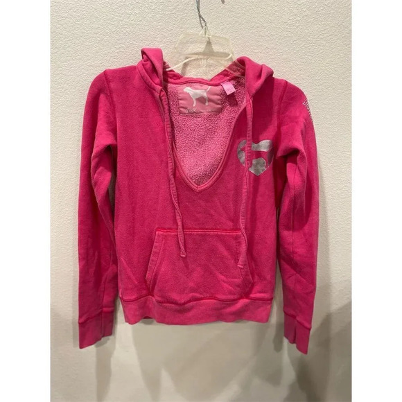 Victoria's Secret Jackets & Blazers - Victoria's Secret PINK Bling Hoodie XS Pink Sequin Embellished Long Sleeve